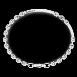 Bracciale solo maglia Zancan in argento con pietre nere.