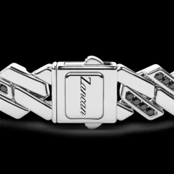 Bracciale solo maglia Zancan in argento con pietre nere.