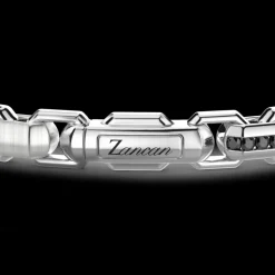 Bracciale solo maglia Zancan in argento con pietre nere.