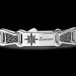 Bracciale solo maglia Zancan in argento con pietre nere.