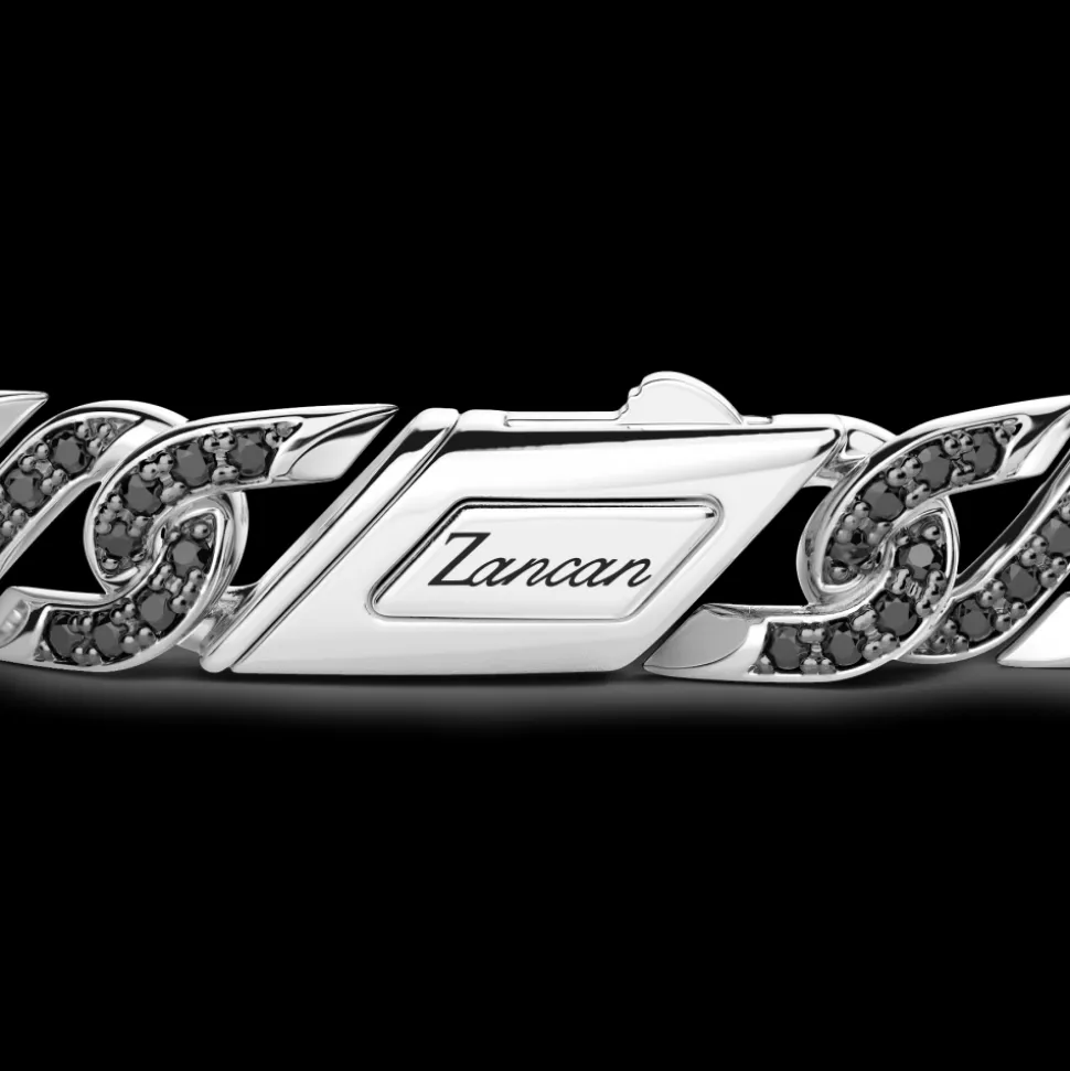Bracciale solo maglia Zancan in argento con pietre nere.