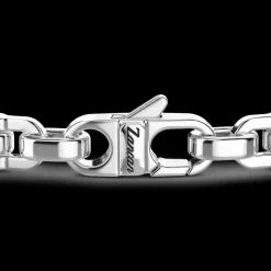 Bracciale solo maglia Zancan in argento con pietre nere.