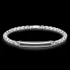 Bracciale Zancan a maglia venezia in argento con targa e pietre nere.