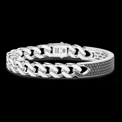 Bracciale Zancan a schiava rigida e grumette morbida in argento con pietre.