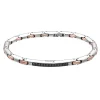 Bracciale Zancan in acciaio con pietre nere.