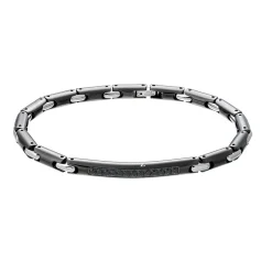 Bracciale Zancan in acciaio con pietre nere.