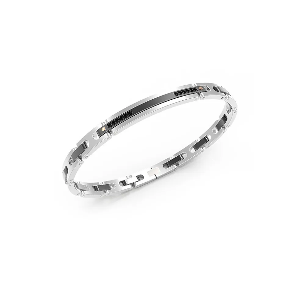 Bracciale Zancan in acciaio nero e pietre.
