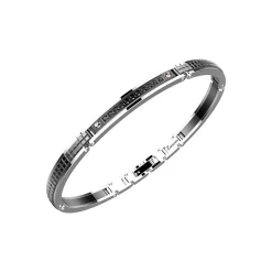 Bracciale Zancan in acciaio e pietre nere.
