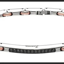 Bracciale Zancan in acciaio con pietre nere.