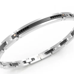 Bracciale Zancan in acciaio nero e pietre.