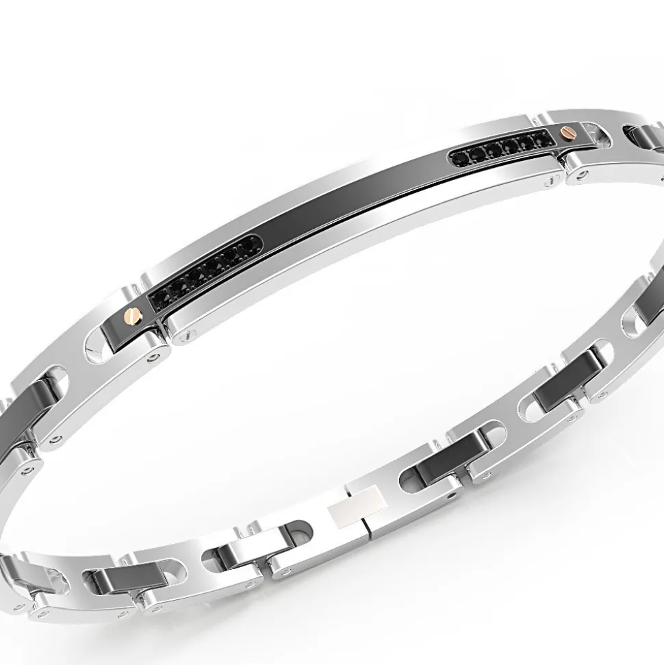 Bracciale Zancan in acciaio nero e pietre.