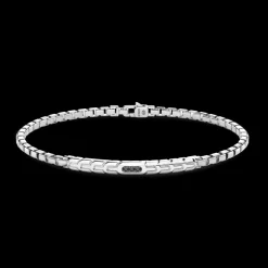 Bracciale Zancan in argento con targa e pietre nere.