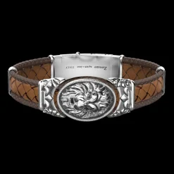 Bracciale Zancan in argento e pelle con leone.