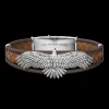 Bracciale Zancan in argento e pelle con aquila.