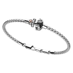Bracciale Zancan in argento con ancora e pietre nere.