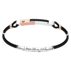 Bracciale Zancan in argento con inserti in oro 18k, pietre e kevlar.