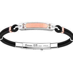 Bracciale Zancan in argento con inserti in oro 18k e kevlar.