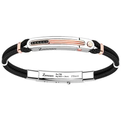 Bracciale Zancan in argento con inserti in oro 18k, pietre e kevlar.