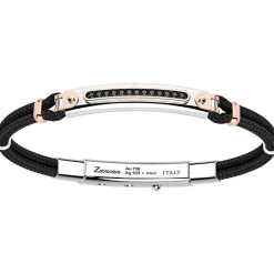 Bracciale Zancan in argento con inserti in oro 18k, pietre e kevlar.