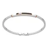 Bracciale Zancan in argento con targa ed inserti in oro rosa e pietre nere.