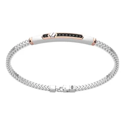 Bracciale Zancan in argento con targa ed inserti in oro rosa e pietre nere.