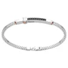 Bracciale Zancan in argento con targa ed inserti in oro rosa e pietre nere.