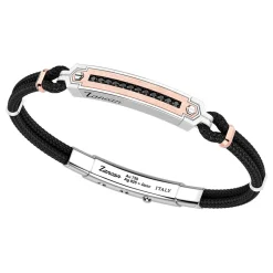 Bracciale Zancan in argento con inserti in oro 18k, pietre e kevlar.