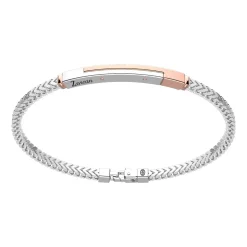 Bracciale Zancan in argento con targa ed inserti in oro rosa.