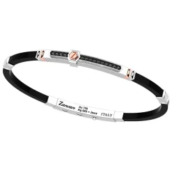 Bracciale Zancan in argento con inserti in oro 18k, pietre e silicone.