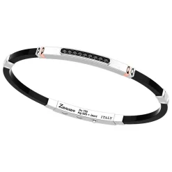 Bracciale Zancan in argento con inserti in oro 18k, pietre e silicone.