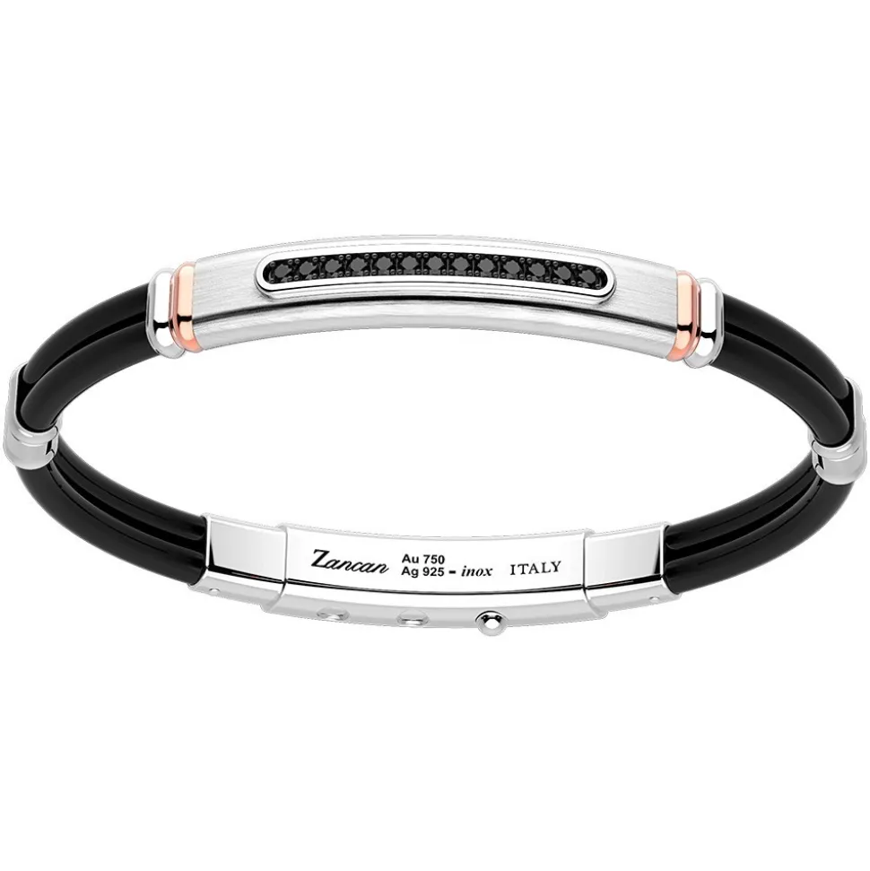 Bracciale Zancan in argento con inserti in oro 18k, pietre e silicone.