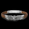 Bracciale Zancan in argento e pelle con aquila.