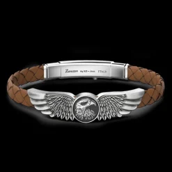 Bracciale Zancan in argento e pelle con aquila.