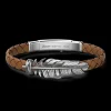 Bracciale Zancan in argento e pelle con piuma.