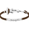 Bracciale Zancan in argento e pelle con squalo.