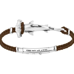 Bracciale Zancan in argento e pelle con squalo.