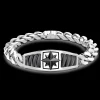 Bracciale Zancan in argento con maglia grumette e targa con rosa dei venti in ceramica.