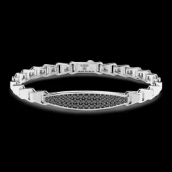 Bracciale Zancan in argento con targa e pietre nere.