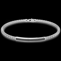 Bracciale Zancan in argento con targa e pietre nere.