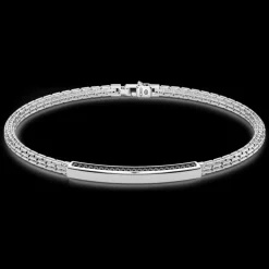 Bracciale Zancan in argento con targa e pietre nere.