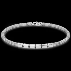 Bracciale Zancan in argento con targa e pietre nere.
