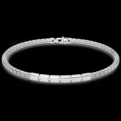 Bracciale Zancan in argento con targa e pietre bianche.