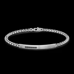 Bracciale Zancan in argento con targa e pietre nere.