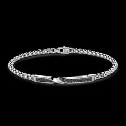 Bracciale Zancan in argento con targa e pietre nere