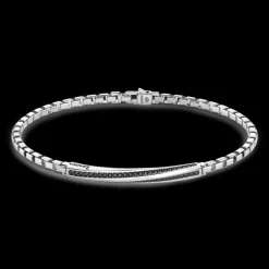 Bracciale Zancan in argento con targa e pietre nere.