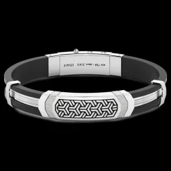 Bracciale Zancan in argento e silicone nero con targa.