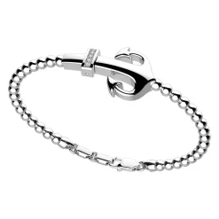 Bracciale Zancan in argento a sfere con ancora e pietre bianche.
