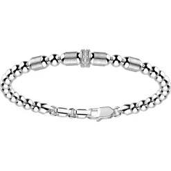 Bracciale Zancan in argento a sfere con inserti satinati e pietre biianche.