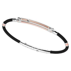 Bracciale Zancan in argento con inserti in oro 18k e kevlar.