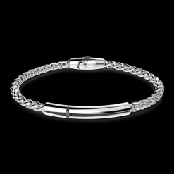 Bracciale Zancan in argento con targa e pietra nera.